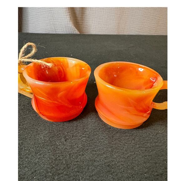Set of 2 Hand Carved Carnelian Quartz Mugs - NEW-3.4 " - Picture 1 of 6